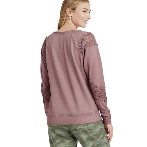 Knox Rose, XXL Sweatshirt Crochet Detail Dusty Purple NWOT - Picture 2 of 15